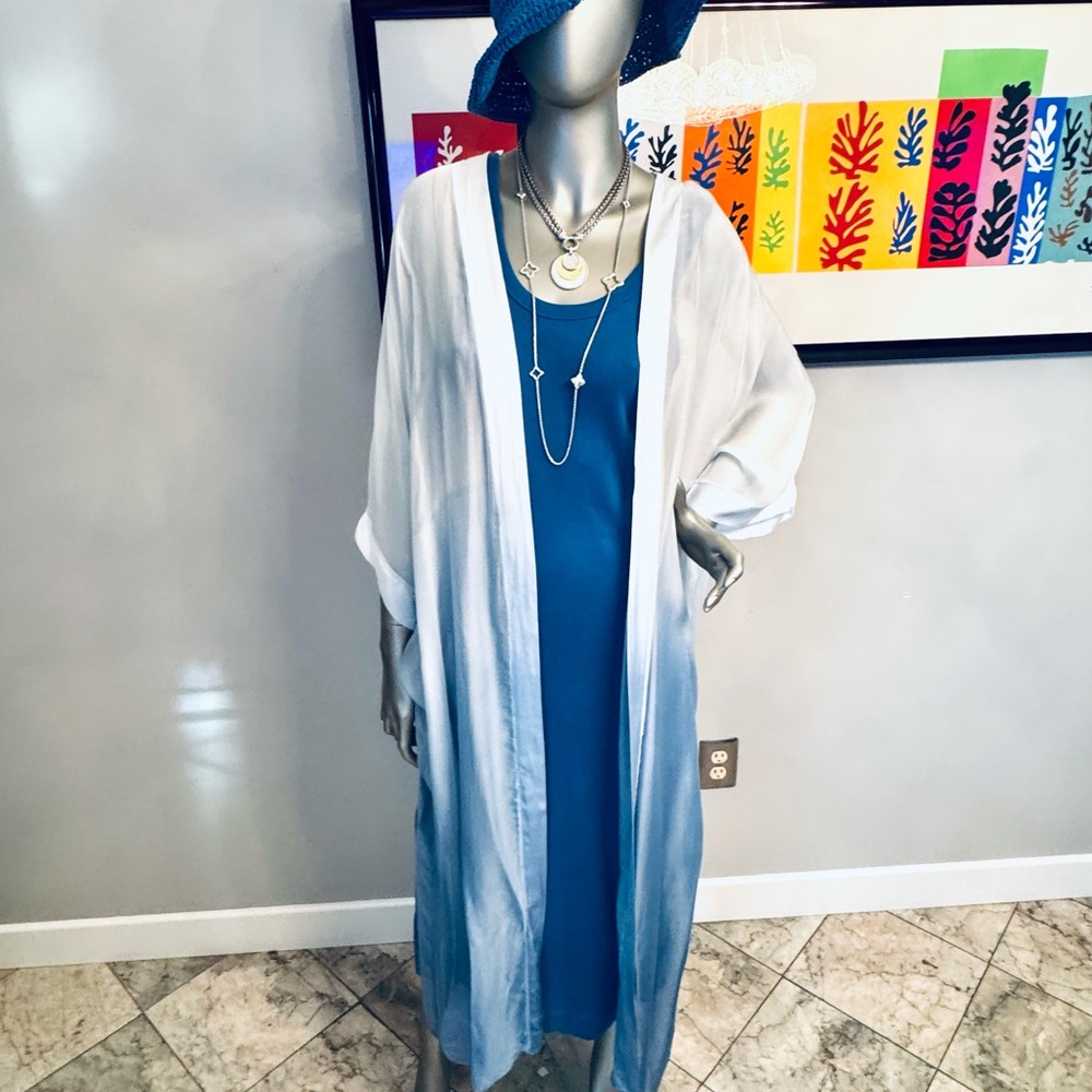 NWOT - Blue & White Ombre Sheer Duster